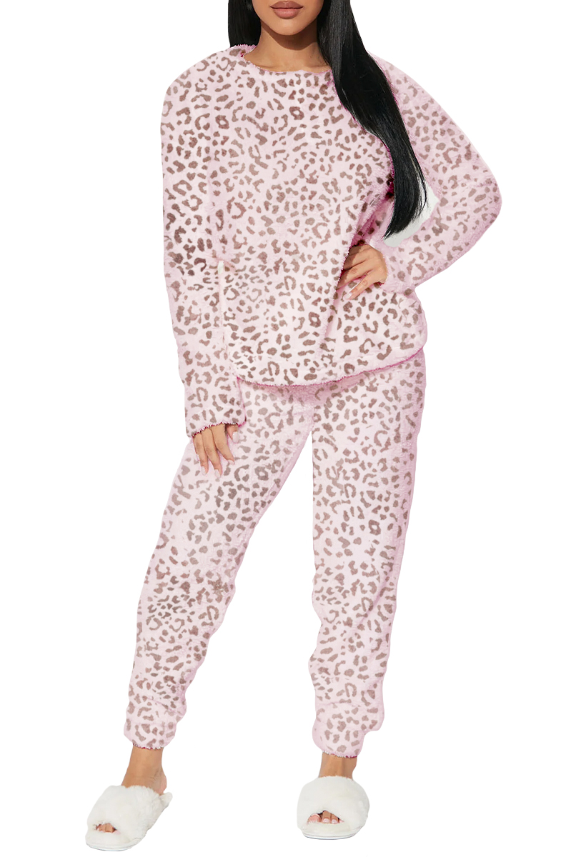 Foto 3 pulgar | Pijama Para Mujer Shendy Vendy Conjunto 2 Piezas Elegante Invierno Afelpado Rosa Palido Manchas Mediano