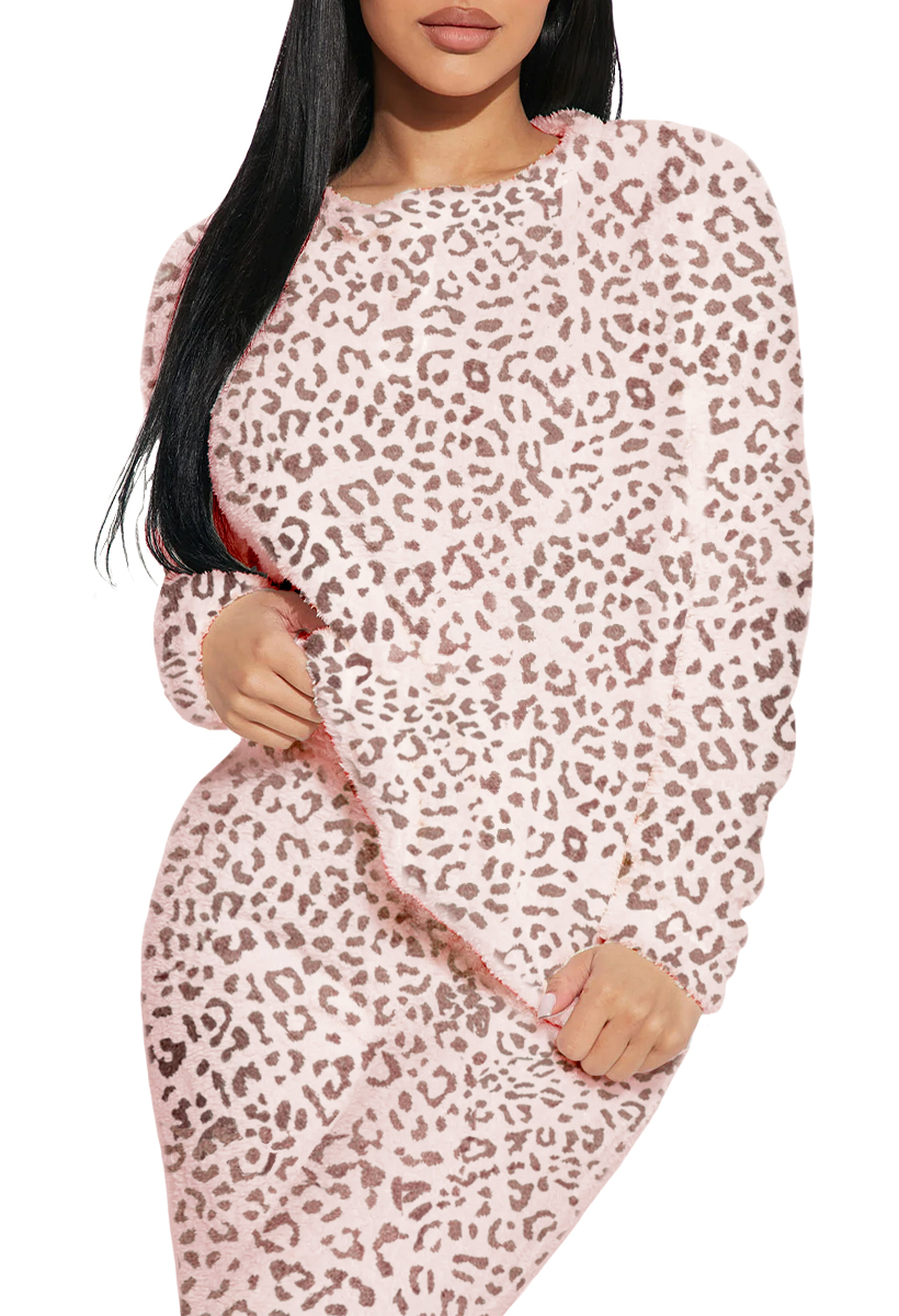 Foto 4 pulgar | Pijama Para Mujer Shendy Vendy Conjunto 2 Piezas Elegante Invierno Afelpado Rosa Palido Manchas Mediano