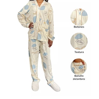 Foto 3 | Pijama Para Mujer Conjunto 2 Piezas Con Botones Y Diseño Patos