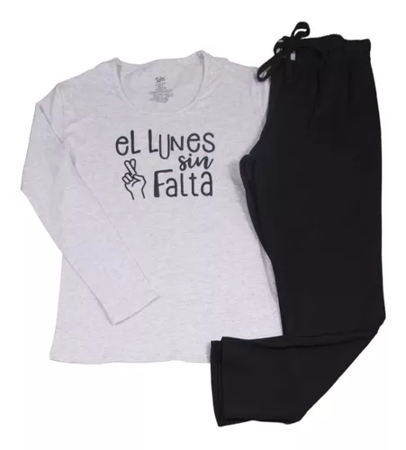 Foto 2 pulgar | Pijama Para Dama Manga Larga “el Lunes Sin Falta” Twins