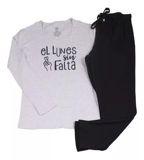 Foto 1 | Pijama Para Dama Manga Larga “el Lunes Sin Falta” Twins