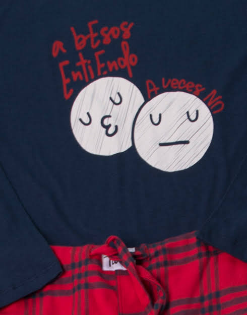 Foto 2 | Pijama Para Dama Manga Larga “a Besos Entiendo Aveces No” Twins