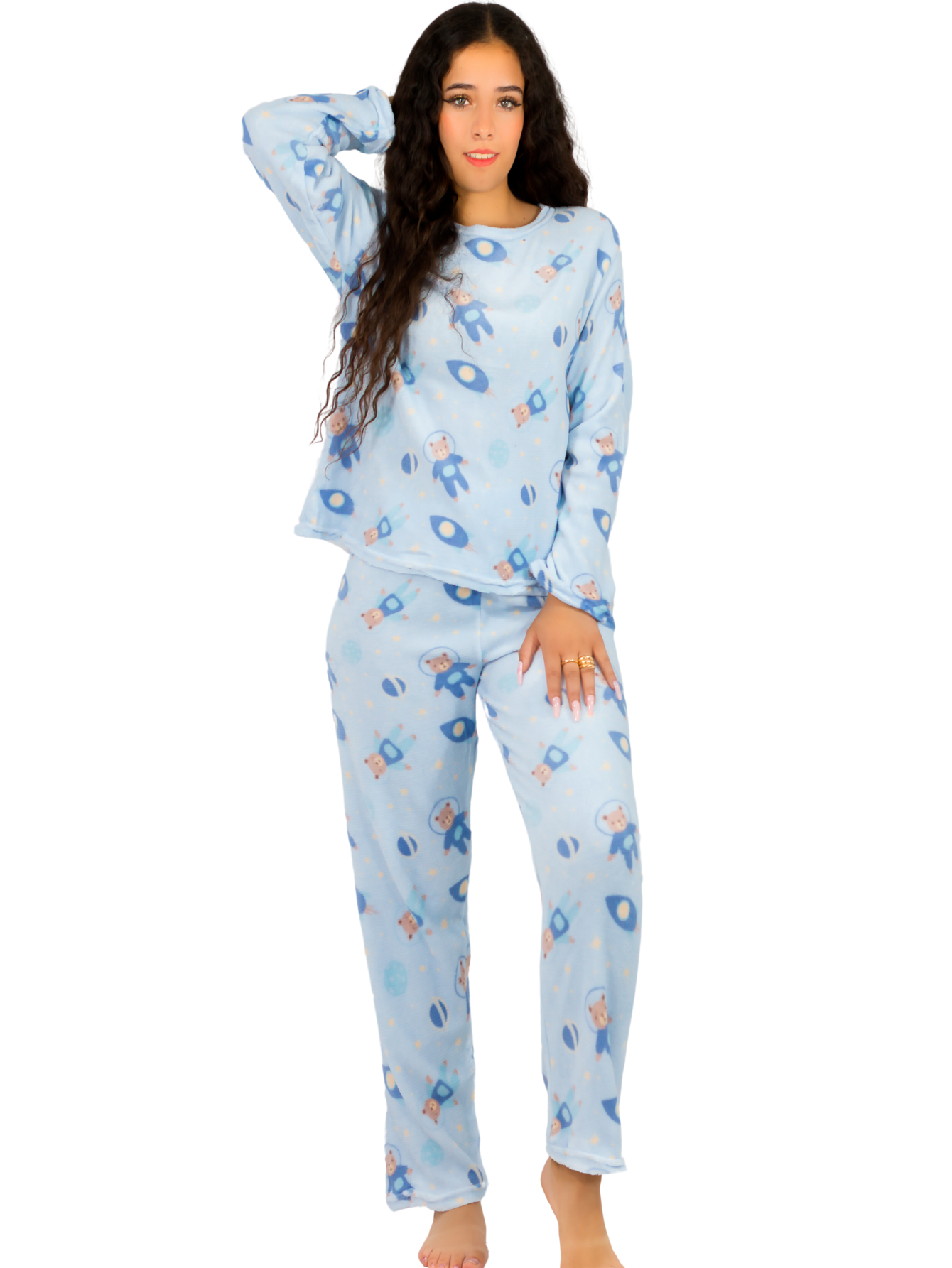 Foto 2 pulgar | Pijama Afelpada Mujer Polar Pantalón Sudadera Ropa Invierno Pij 035 2 Variedad De Diseños Invierno