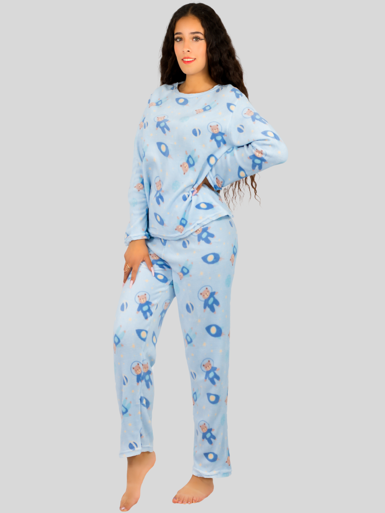 Foto 3 pulgar | Pijama Afelpada Mujer Polar Pantalón Sudadera Ropa Invierno Pij 035 2 Variedad De Diseños Invierno