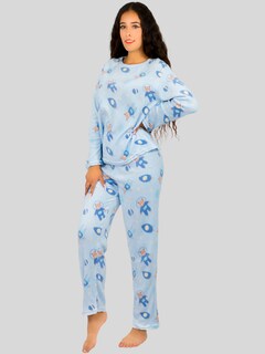 Foto 2 | Pijama Afelpada Mujer Polar Pantalón Sudadera Ropa Invierno Pij 035 2 Variedad De Diseños Invierno