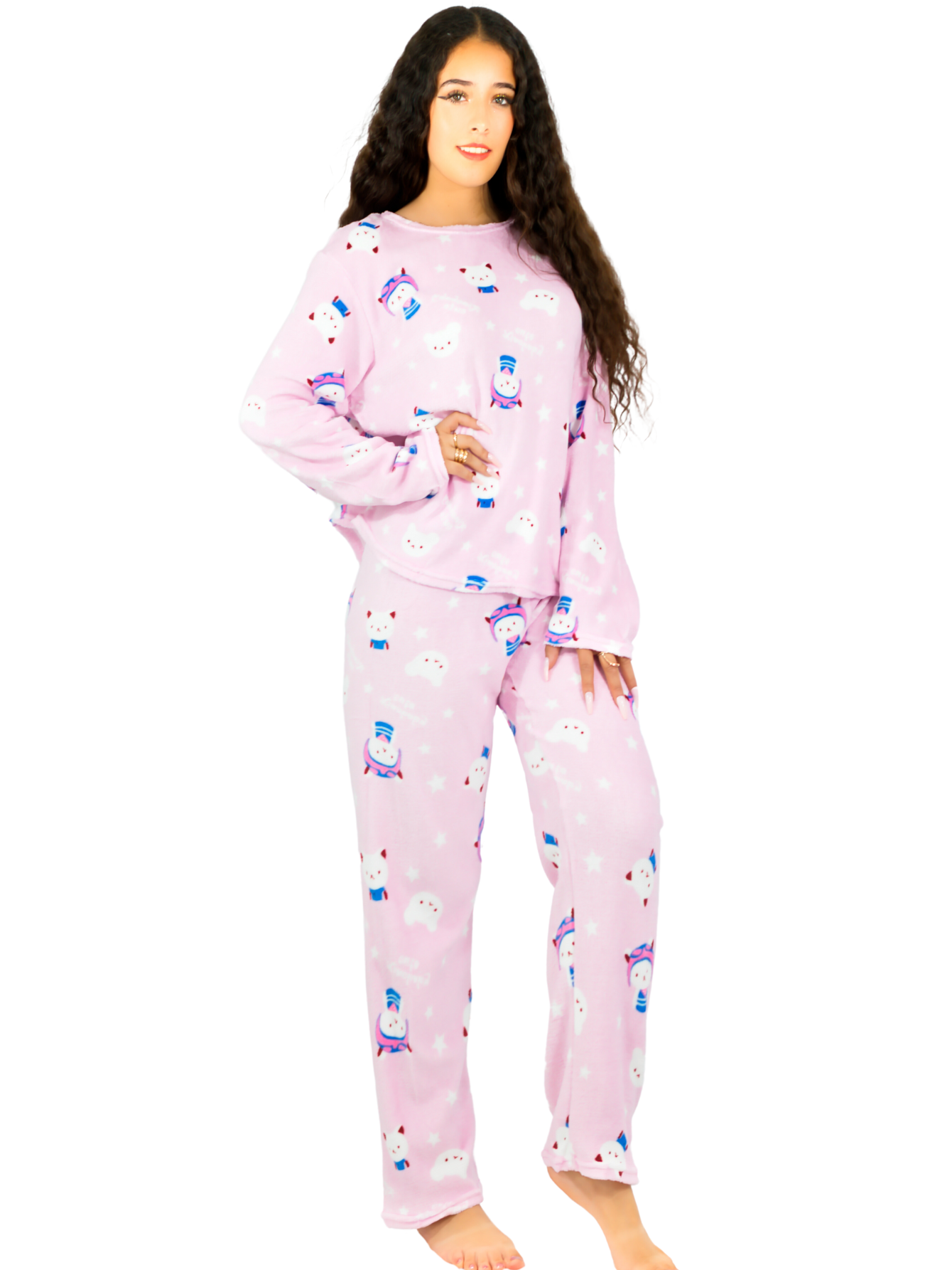 Foto 2 pulgar | Pijama Afelpada Mujer Polar Pantalón Sudadera Ropa Invierno Pij 035 2 Variedad De Diseños Invierno