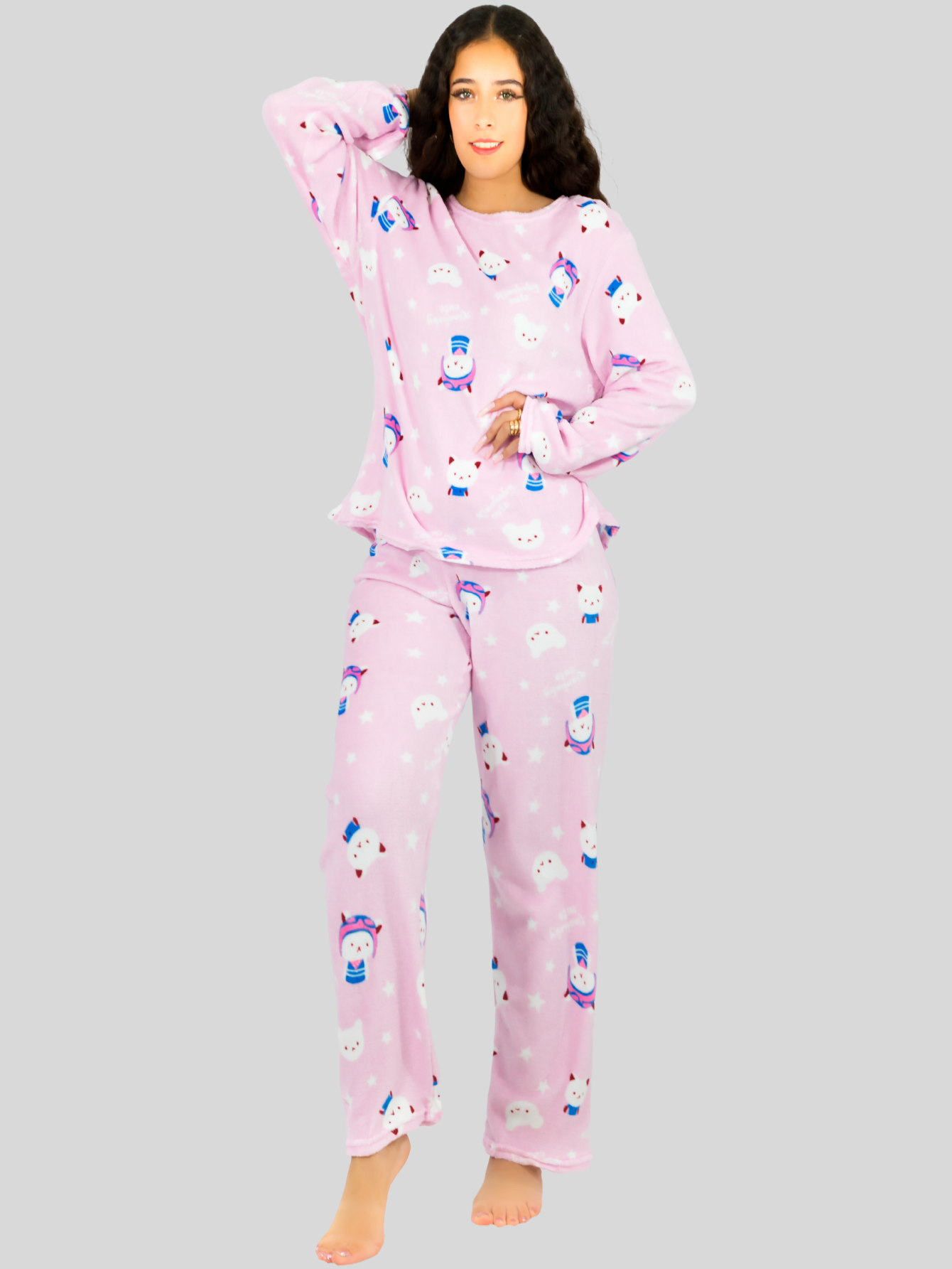 Foto 3 pulgar | Pijama Afelpada Mujer Polar Pantalón Sudadera Ropa Invierno Pij 035 2 Variedad De Diseños Invierno