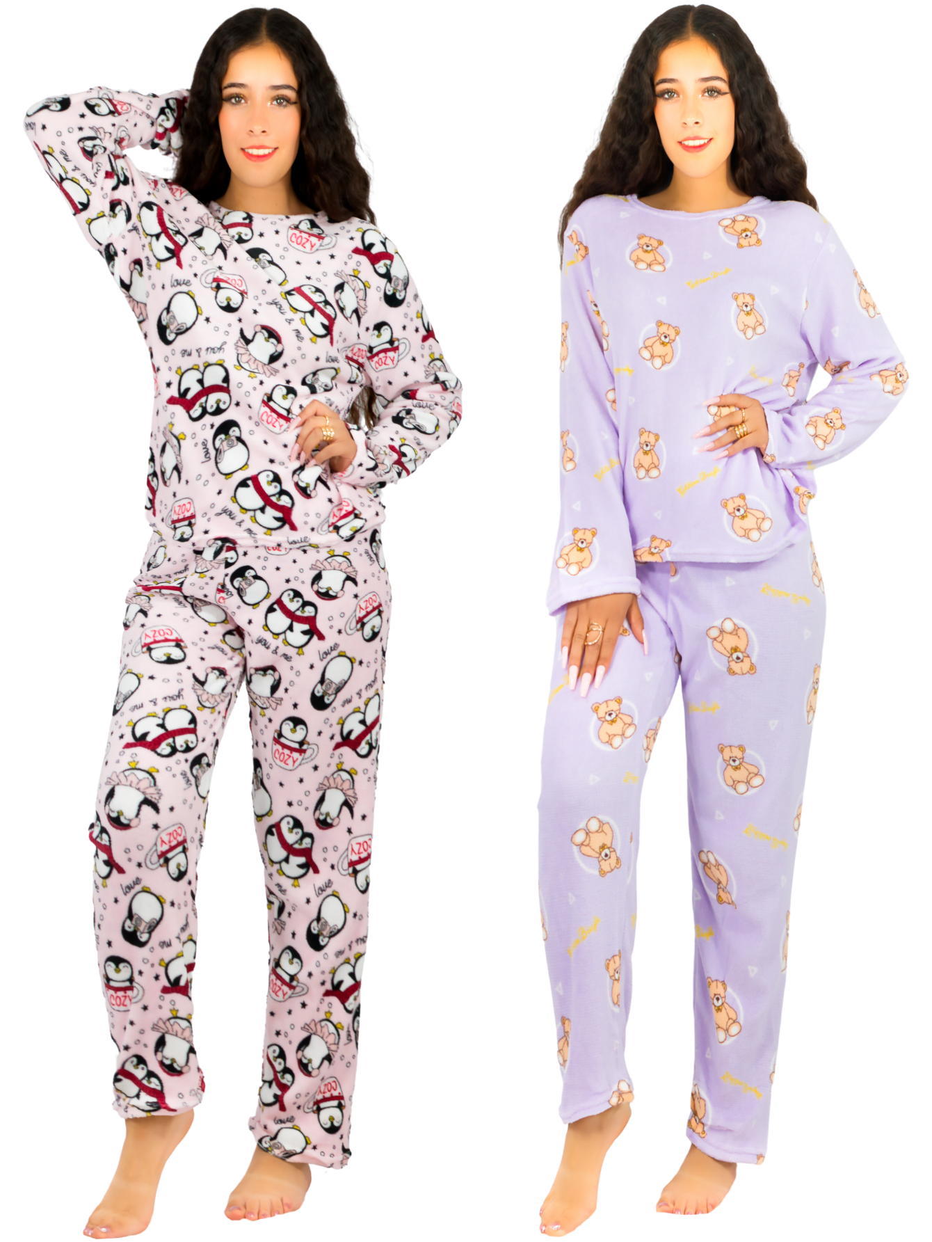 Foto 2 pulgar | Set De 2 Pijamas Afelpadas Mujer Polar Pantalón Pij-035-2 Variedad De Diseño Sudadera Ropa Invierno