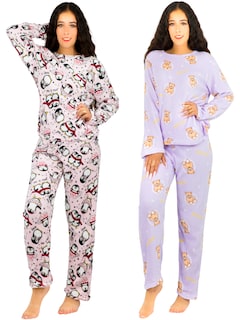 Foto 1 | Set De 2 Pijamas Afelpadas Mujer Polar Pantalón Pij-035-2 Variedad De Diseño Sudadera Ropa Invierno