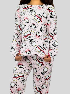 Foto 4 | Set De 2 Pijamas Afelpadas Mujer Polar Pantalón Pij-035-2 Variedad De Diseño Sudadera Ropa Invierno