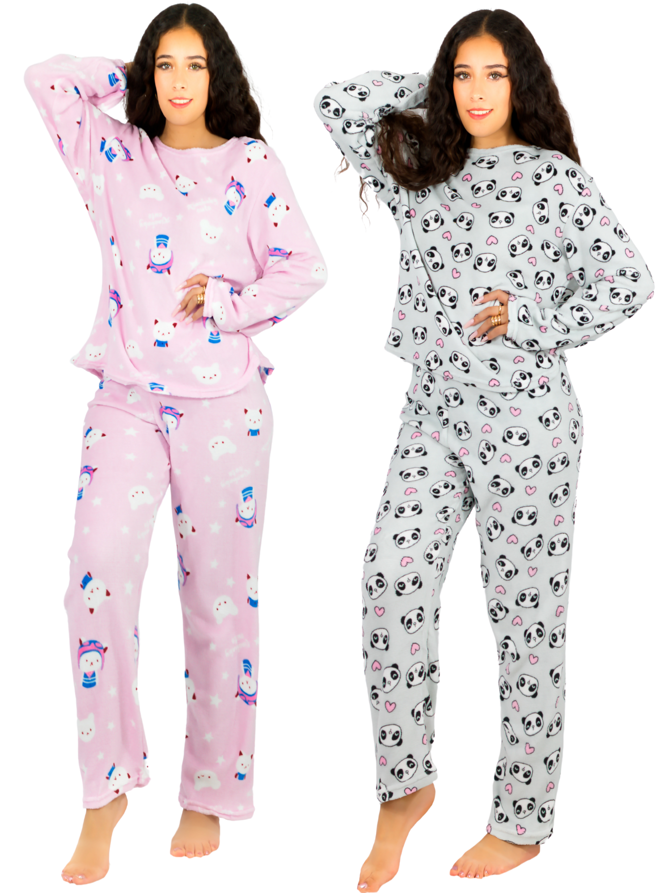 Foto 2 pulgar | Set De 2 Pijamas Afelpadas Mujer Polar Pantalón Pij-035-2 Variedad De Diseño Sudadera Ropa Invierno