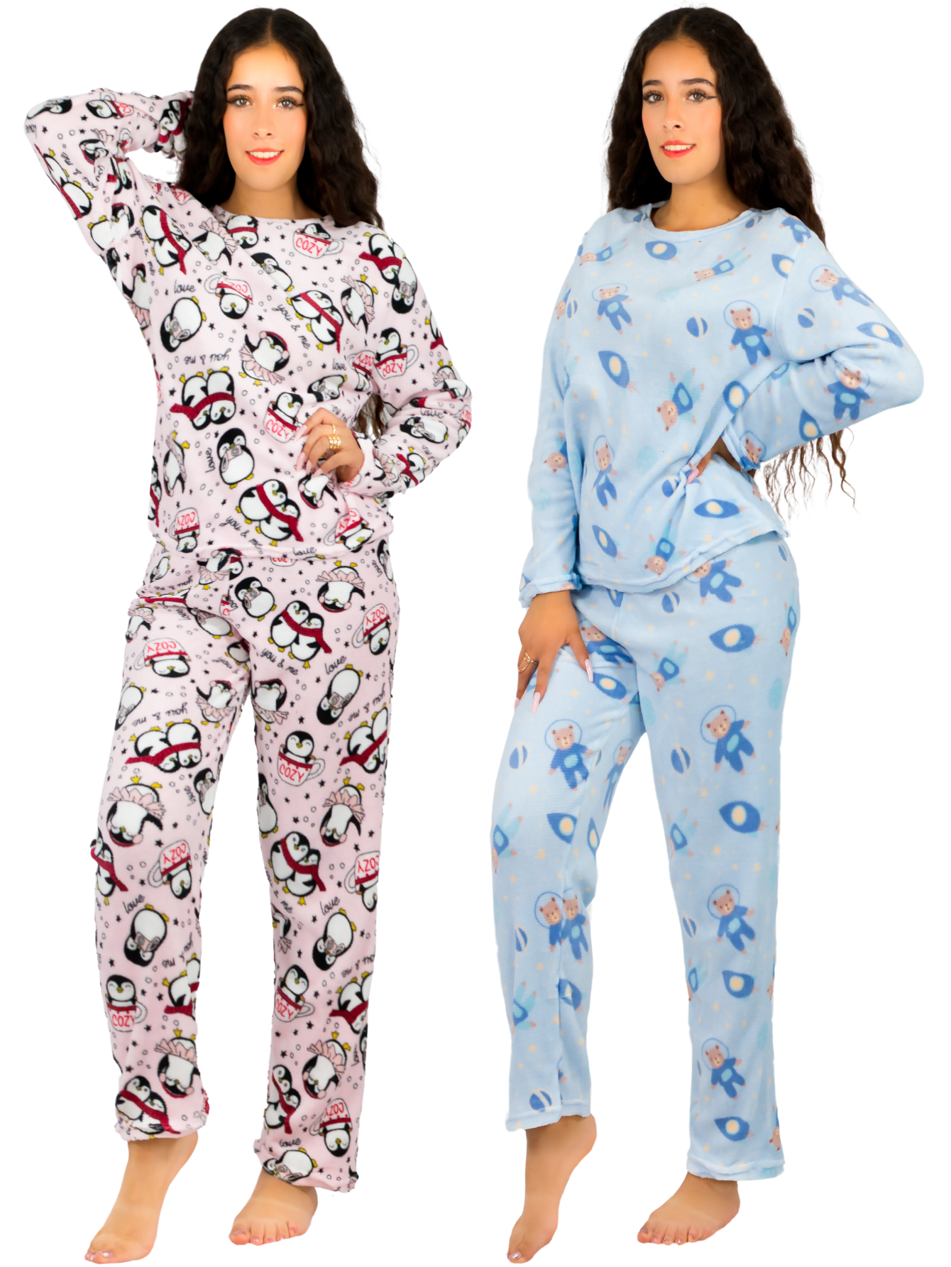 Foto 2 pulgar | Set De 2 Pijamas Afelpadas Mujer Polar Pantalón Pij-035-2 Variedad De Diseño Sudadera Ropa Invierno