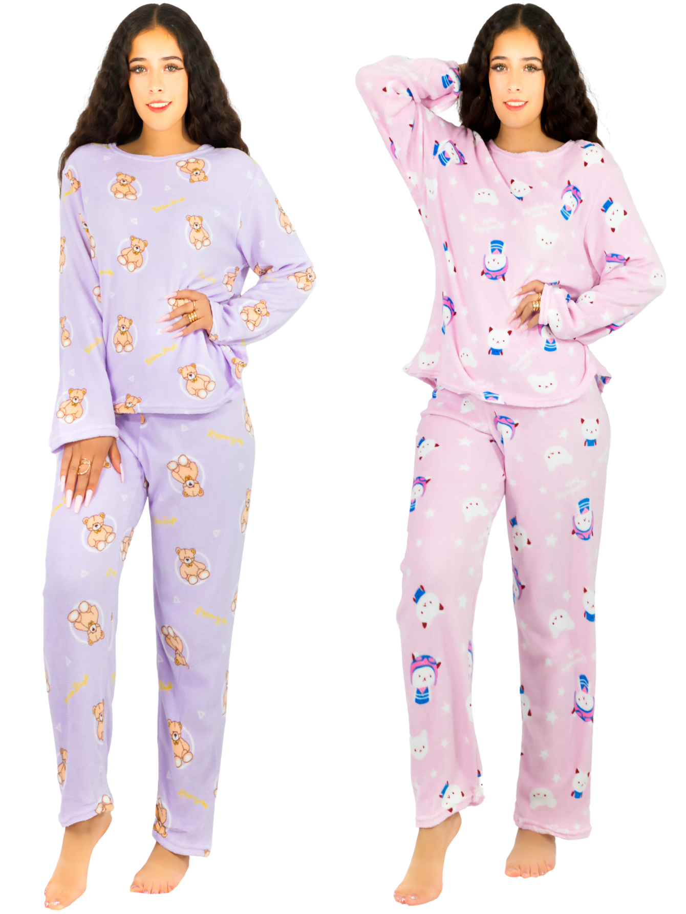 Foto 2 pulgar | Set De 2 Pijamas Afelpadas Mujer Polar Pantalón Pij-035-2 Variedad De Diseño Sudadera Ropa Invierno
