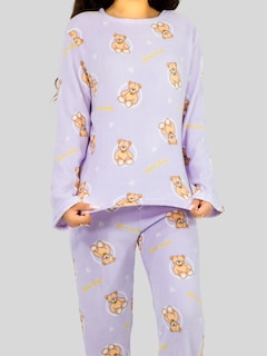Foto 4 | Set De 2 Pijamas Afelpadas Mujer Polar Pantalón Pij-035-2 Variedad De Diseño Sudadera Ropa Invierno