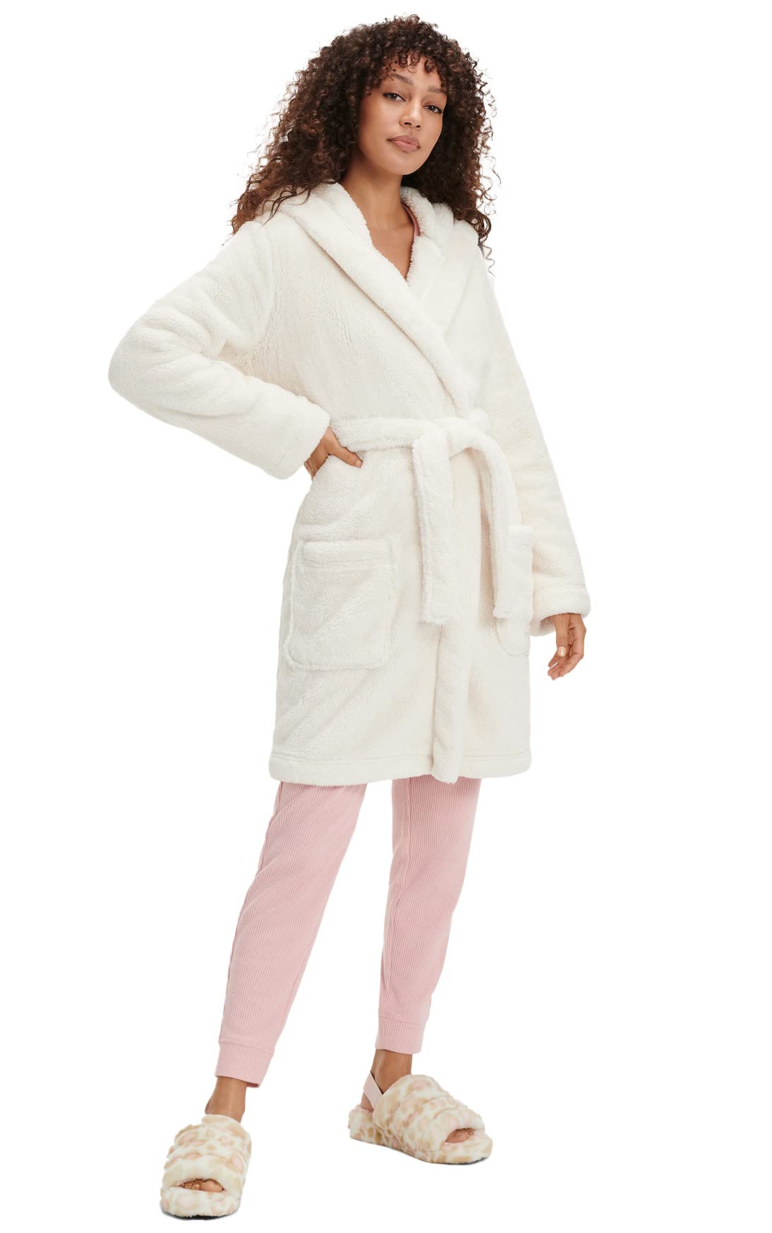 Foto 2 pulgar | Bata Ugg Aarti Para Mujer, Color Crema, Con Capucha Y Cinturón, Talla M - Venta Internacional.
