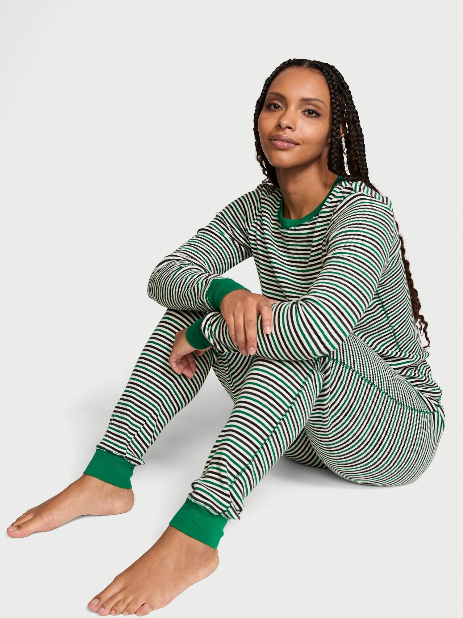 Foto 3 pulgar | Conjunto De Pijama Victoria's Secret Thermal Para Mujer Pine Stripe - Venta Internacional.