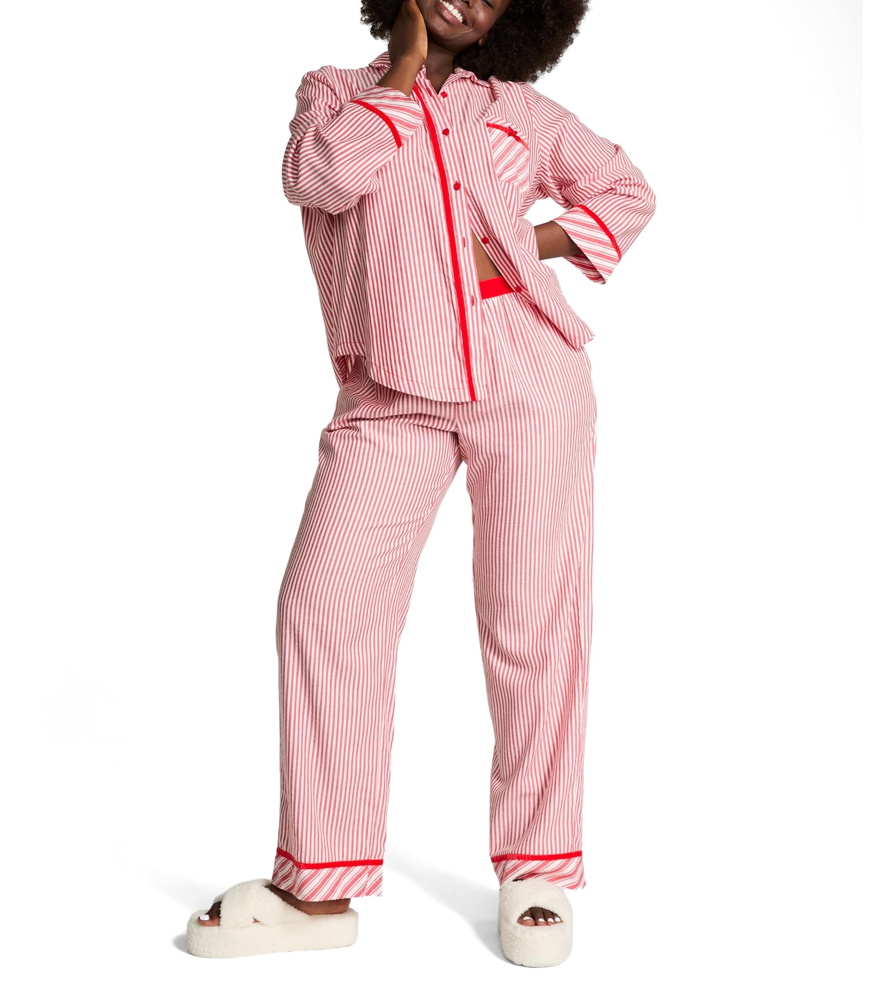 Foto 2 pulgar | Conjunto de Pijama Victoria's Secret de Franela Rosa para Mujer - Venta Internacional