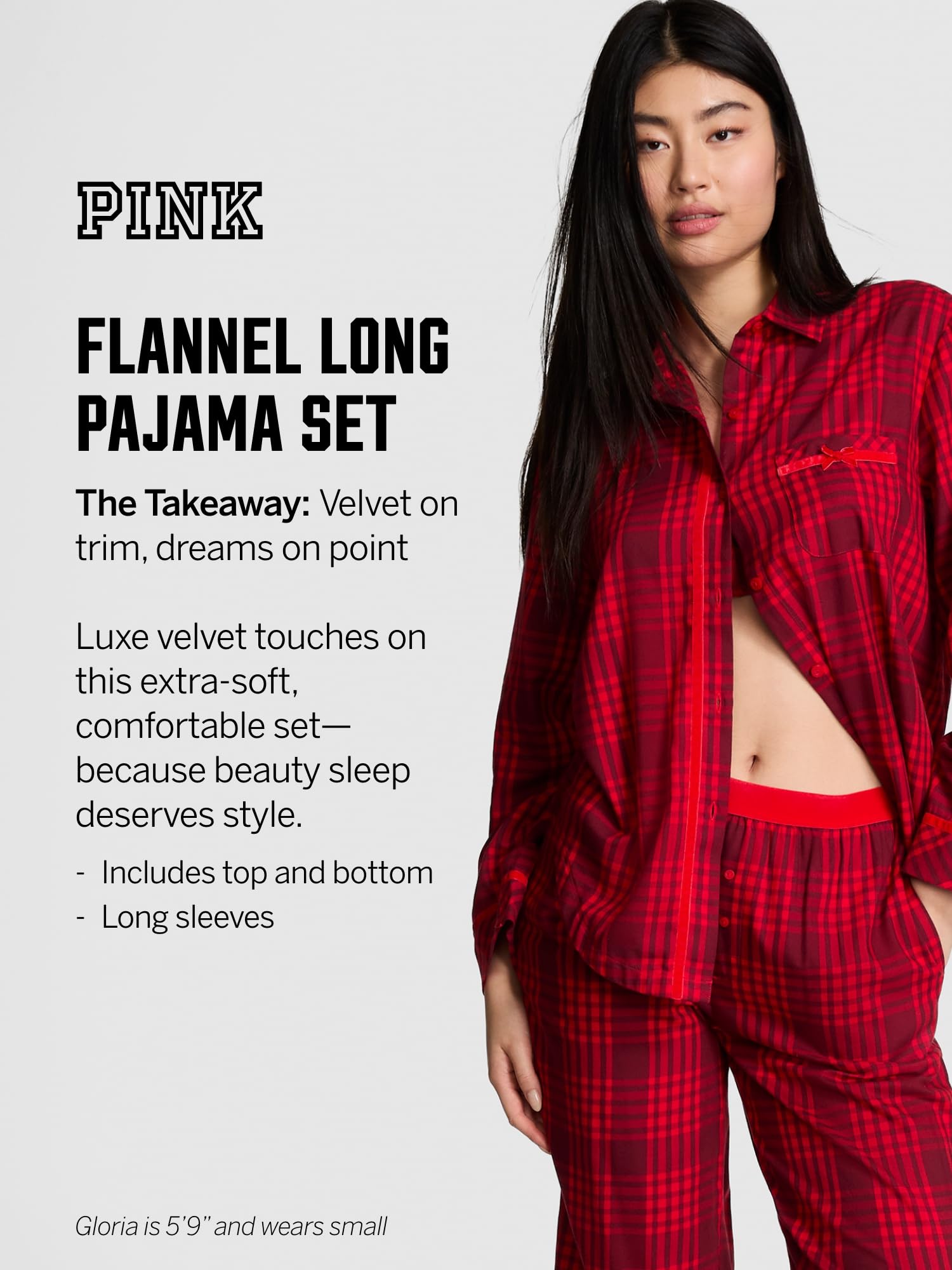 Foto 5 pulgar | Conjunto de Pijama Victoria's Secret de Franela Rosa para Mujer - Venta Internacional
