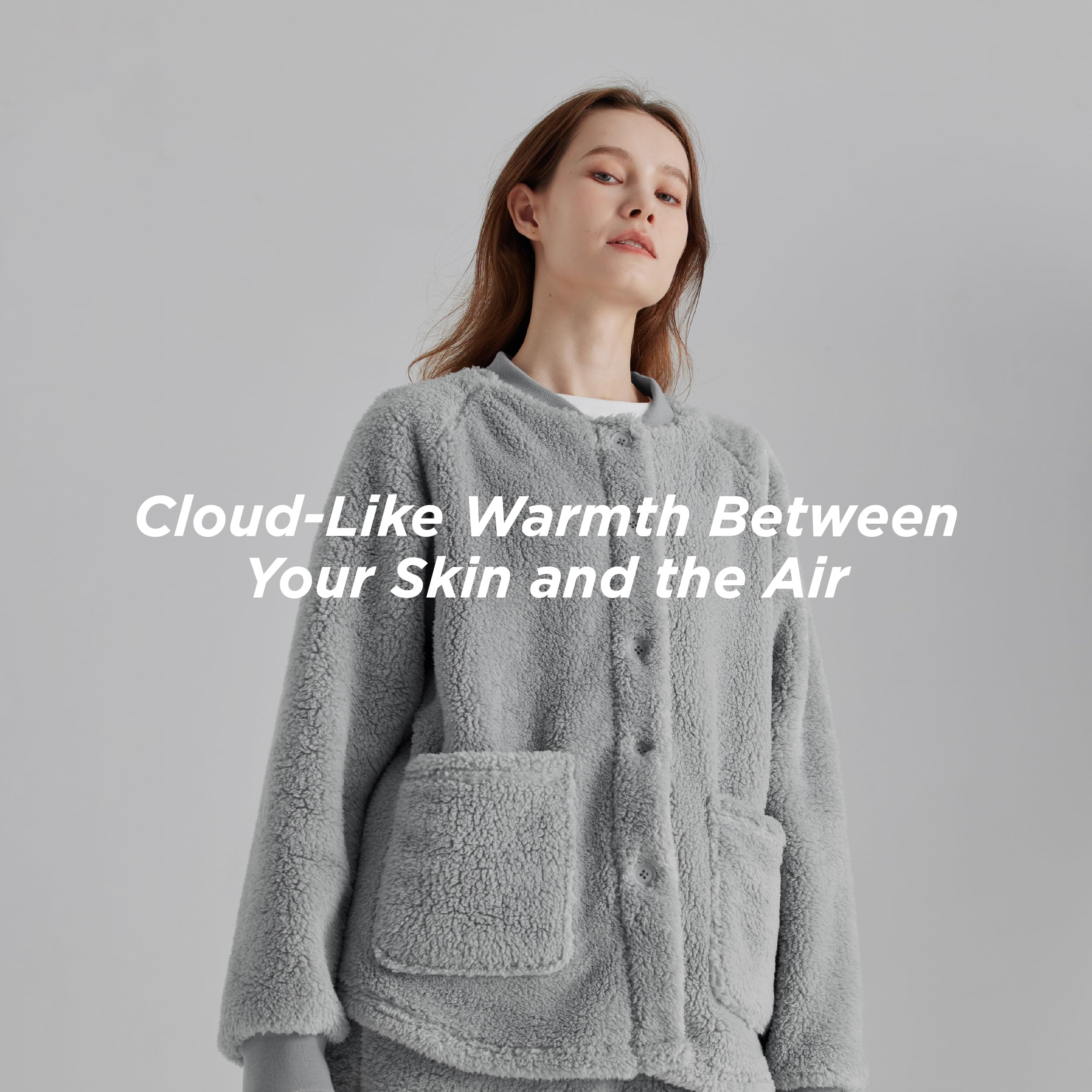 Foto 2 | Conjuntos De Pijama Bedsure Para Mujer, Forro Polar Difuso, Color Gris Sherpa - Venta Internacional.