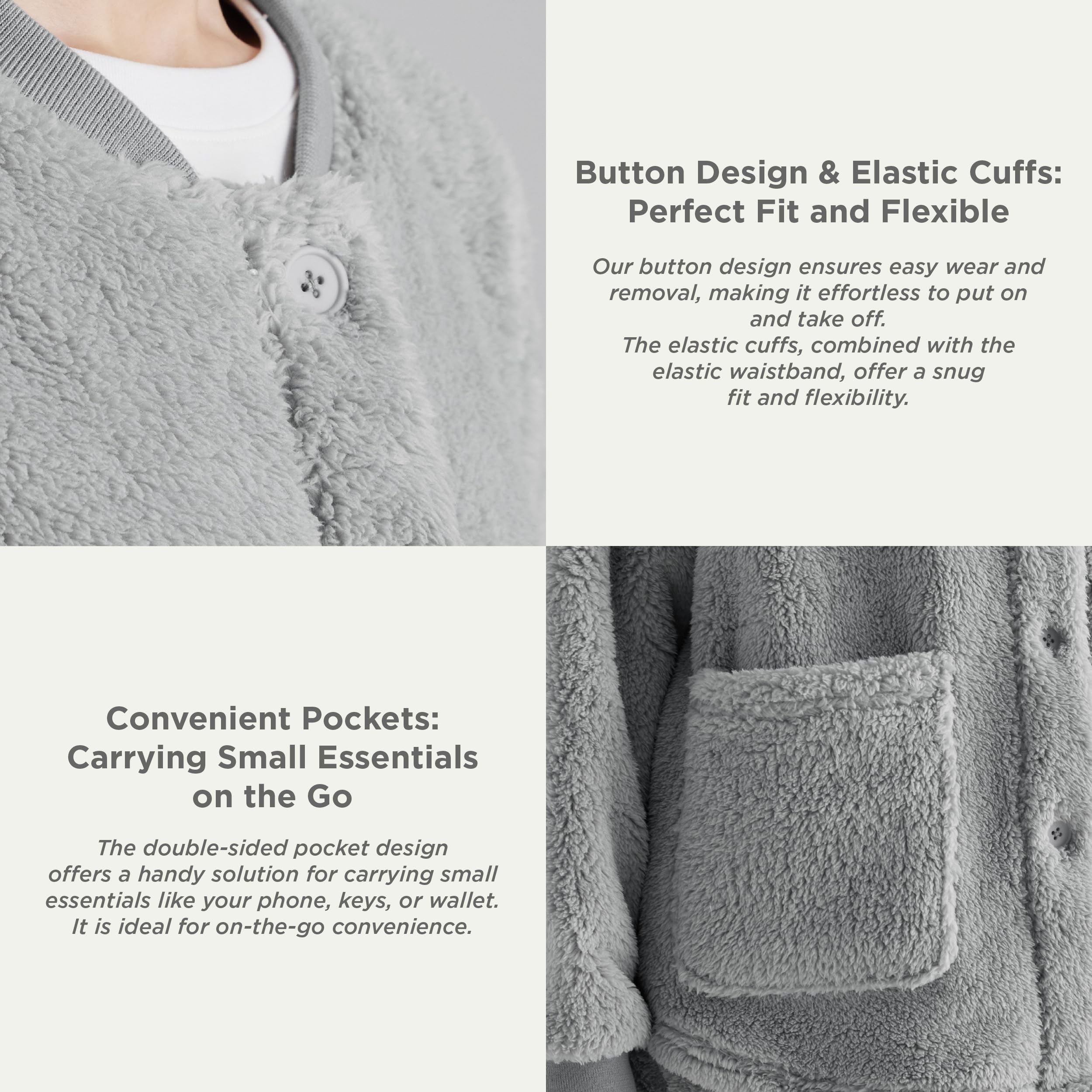 Foto 4 pulgar | Conjuntos De Pijama Bedsure Para Mujer, Forro Polar Difuso, Color Gris Sherpa - Venta Internacional.