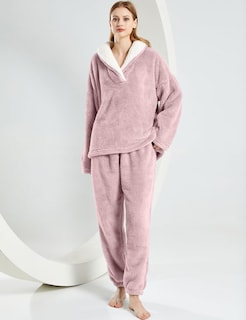 Foto 2 | Conjunto De Pijama Gihuo Para Mujer, De Forro Polar, Color Rosa Esponjoso - Venta Internacional.
