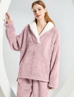 Foto 5 | Conjunto De Pijama Gihuo Para Mujer, De Forro Polar, Color Rosa Esponjoso - Venta Internacional.
