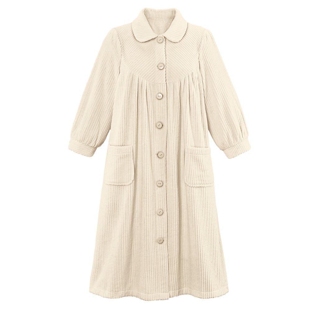 Forro Polar De Felpa Robe Collections Etc Con Botones En La Parte Delantera, Color Marfil, Xl, Mujer - Venta Internac
