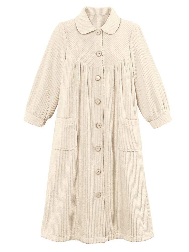 Foto 3 | Forro Polar De Felpa Robe Collections Etc Con Botones En La Parte Delantera, Color Marfil, Xl, Mujer - Venta Internac
