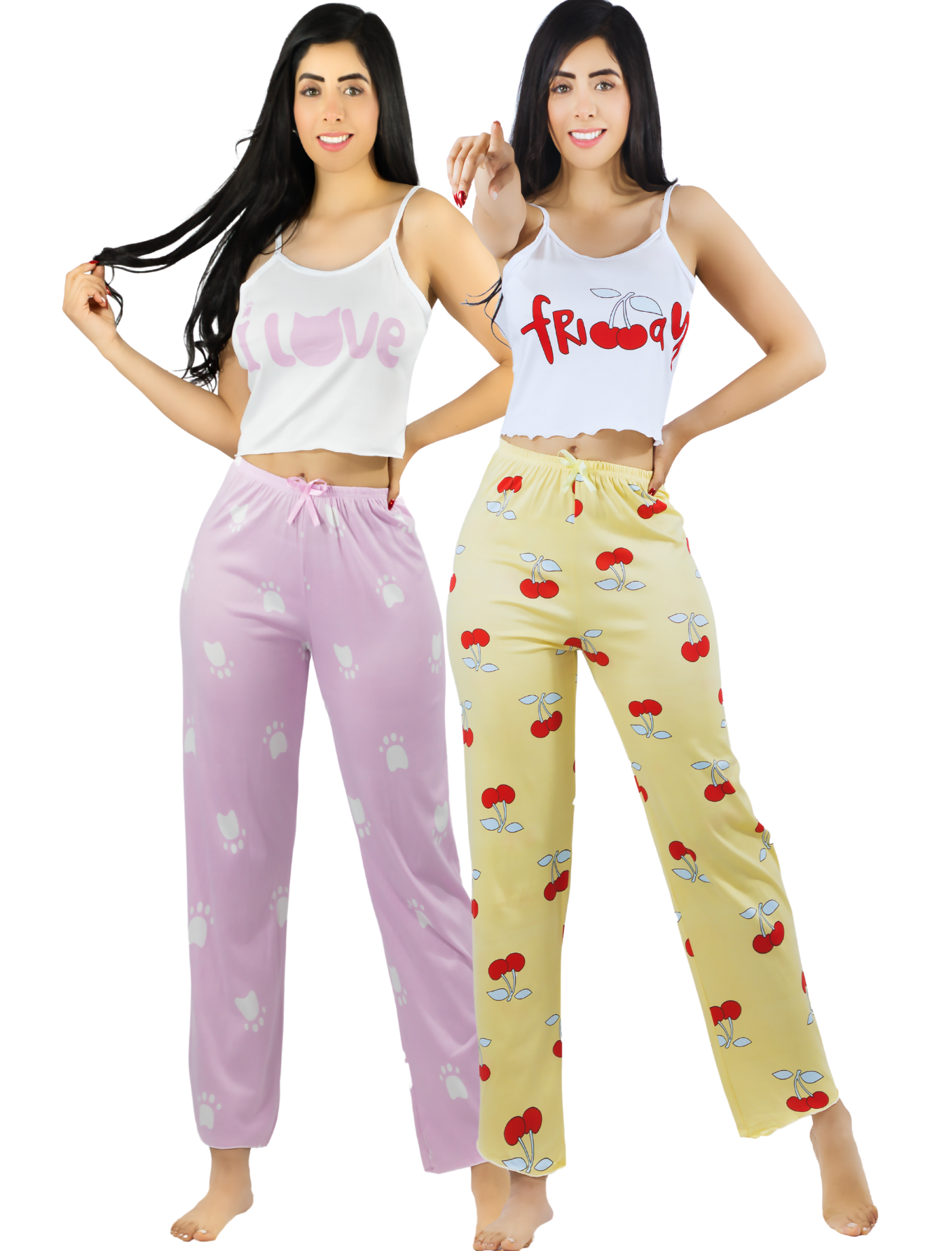 Foto 2 pulgar | Set De 2 Conjunto Pijama Mujer Blusa Y Pantalón Dama Pij-086-px2 Variedad De Diseños Piyama Pyjama