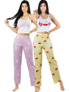 Foto 1 | Set De 2 Conjunto Pijama Mujer Blusa Y Pantalón Dama Pij-086-px2 Variedad De Diseños Piyama Pyjama