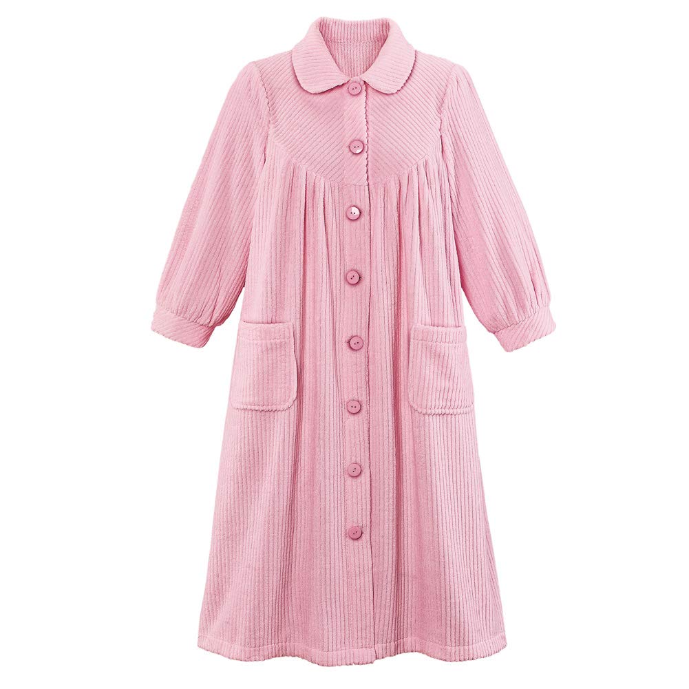 Foto 2 pulgar | Forro Polar De Felpa Robe Collections Etc Para Mujer, Con Botones En La Parte Delantera, Rosa - Venta Internacional.