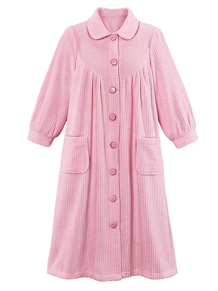 Foto 4 pulgar | Forro Polar De Felpa Robe Collections Etc Para Mujer, Con Botones En La Parte Delantera, Rosa - Venta Internacional.
