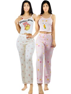 Foto 1 | Set De 2 Conjunto Pijama Mujer Blusa Y Pantalón Dama Pij-086-px2 Variedad De Diseños Piyama Pyjama