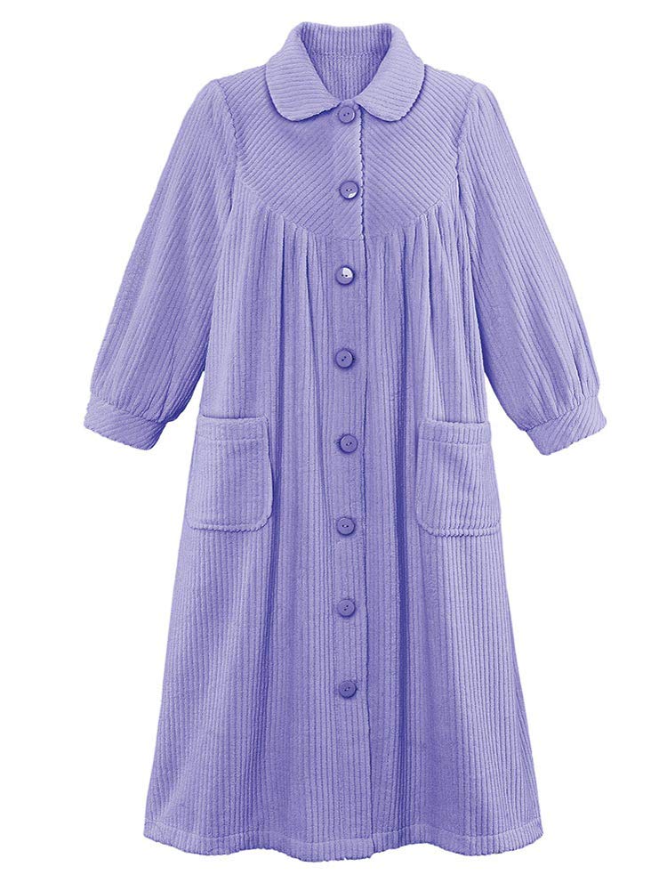 Foto 4 pulgar | Forro Polar De Felpa Robe Collections Etc Con Botones En La Parte Delantera, Color Lavanda - Venta Internacional.