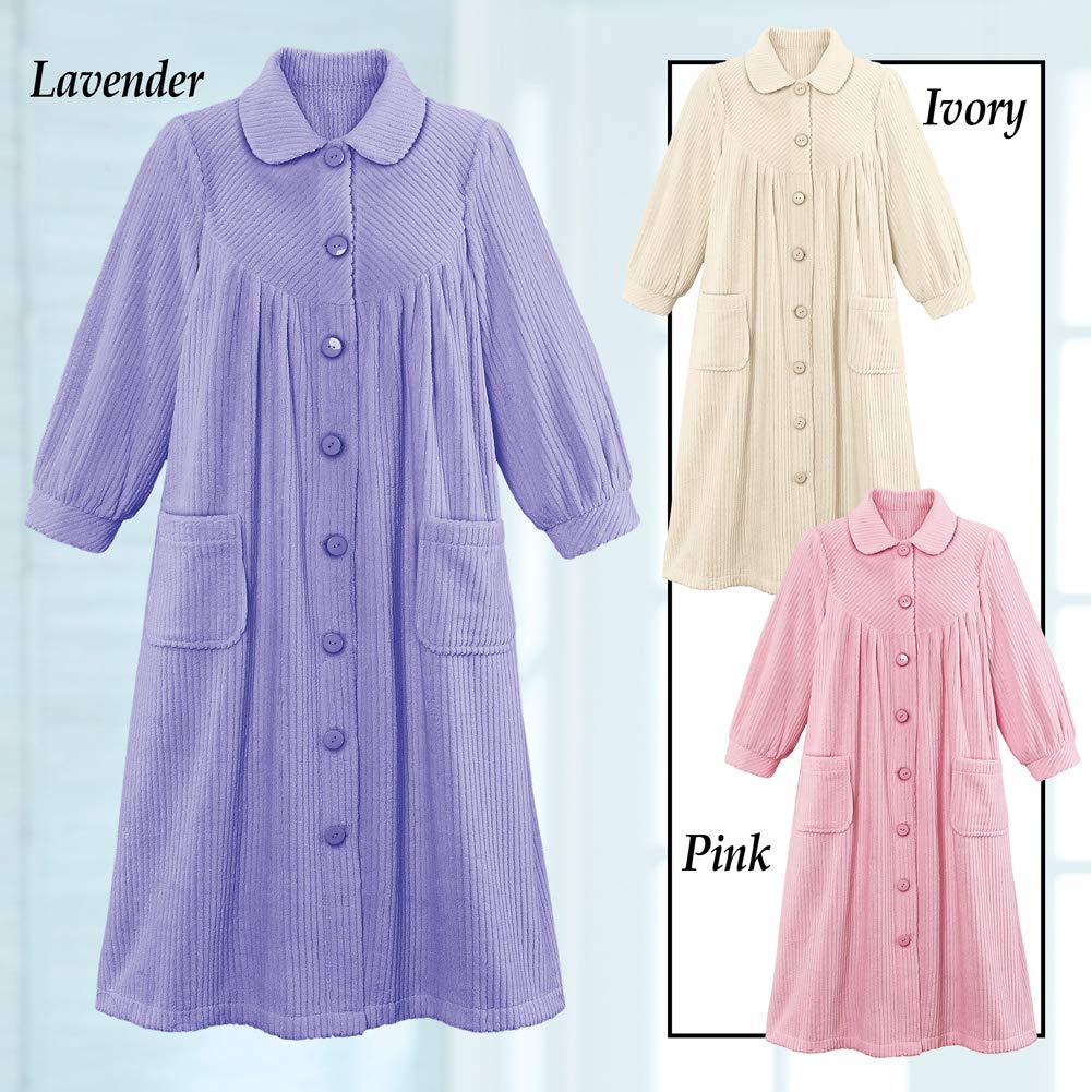 Foto 5 pulgar | Forro Polar De Felpa Robe Collections Etc Con Botones En La Parte Delantera, Color Lavanda - Venta Internacional.