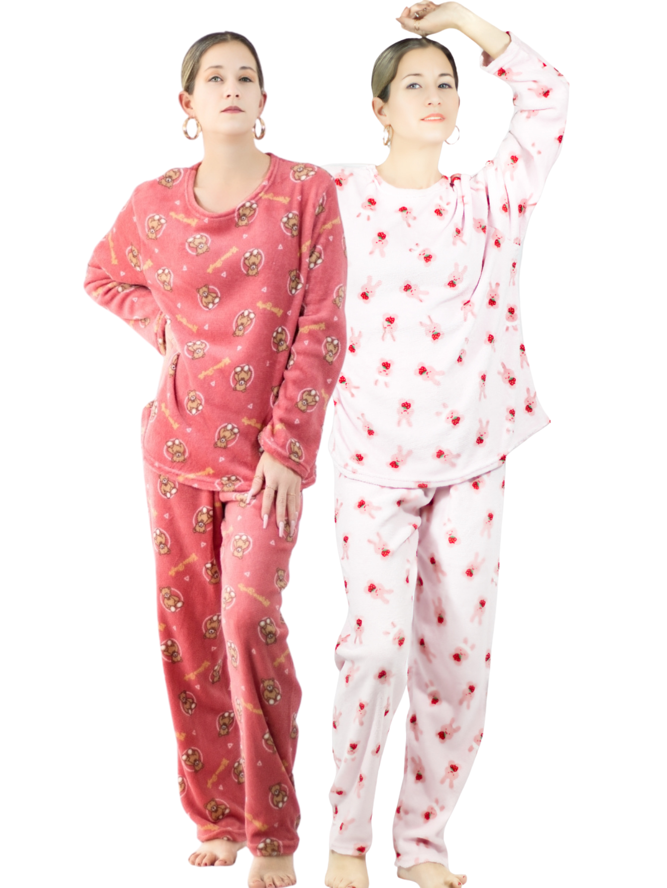 Foto 2 pulgar | Set de 2 Pijamas Afelpadas Polar Pantalón PIJ-035-2 Variedad de Diseño para Mujer