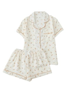 Foto 1 | Conjunto de Pijama Sweetyrocks de Poliéster Floral Albaricoque para Mujer - Venta Internacional