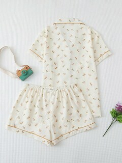 Foto 2 | Conjunto de Pijama Sweetyrocks de Poliéster Floral Albaricoque para Mujer - Venta Internacional