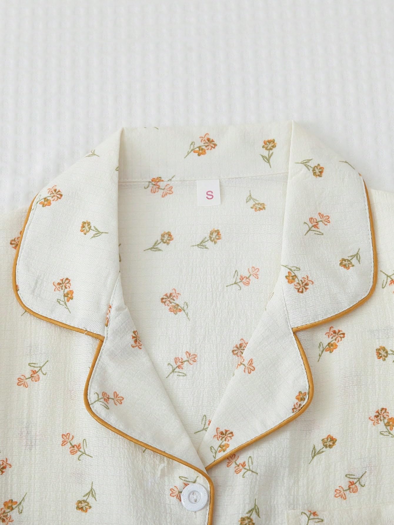 Foto 4 pulgar | Conjunto de Pijama Sweetyrocks de Poliéster Floral Albaricoque para Mujer - Venta Internacional