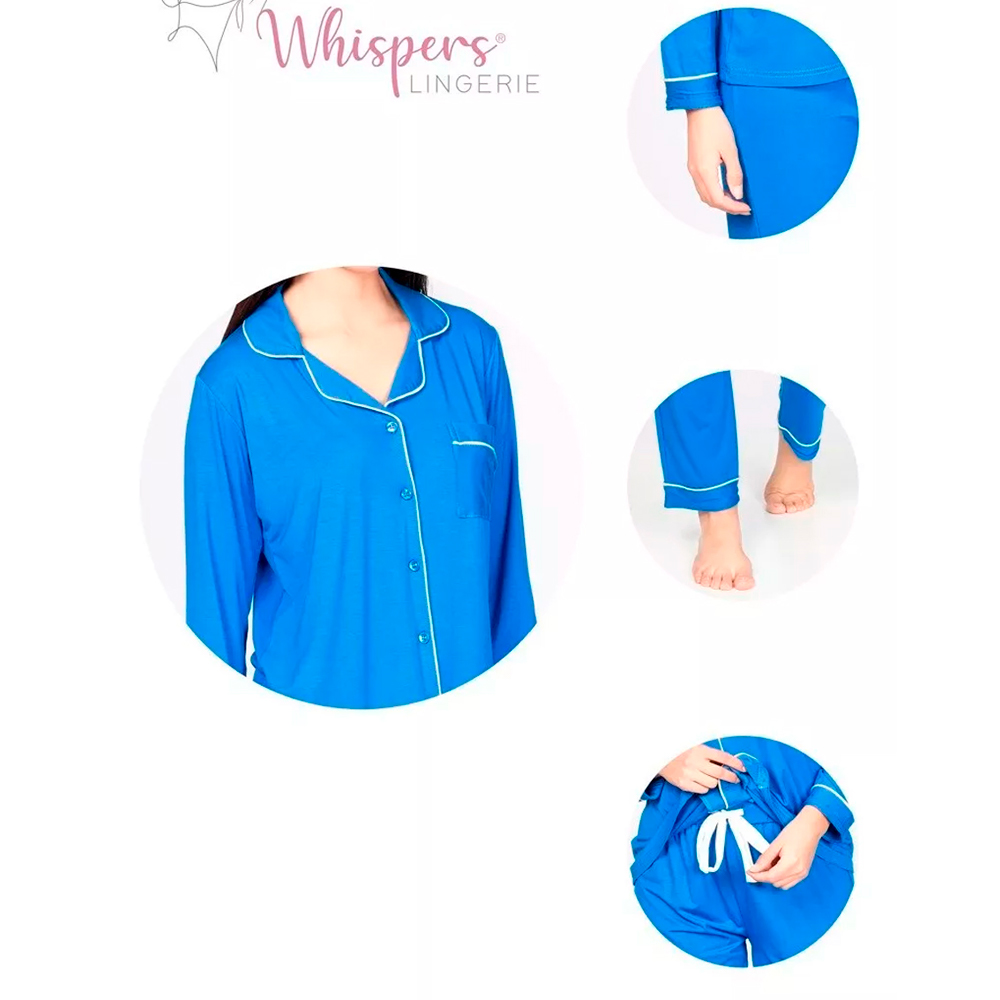 Foto 7 pulgar | Pijama con Pantalón y  Camiseta Manga Larga WHISPERS Azul