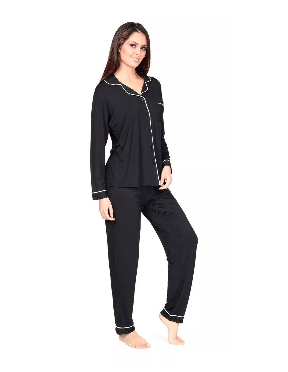 Foto 2 | Conjunto de Pijama Whispers Negro para Mujer
