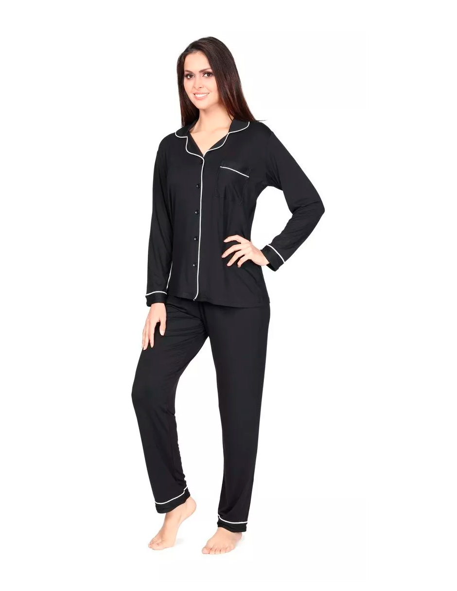 Foto 3 | Conjunto de Pijama Whispers Negro para Mujer