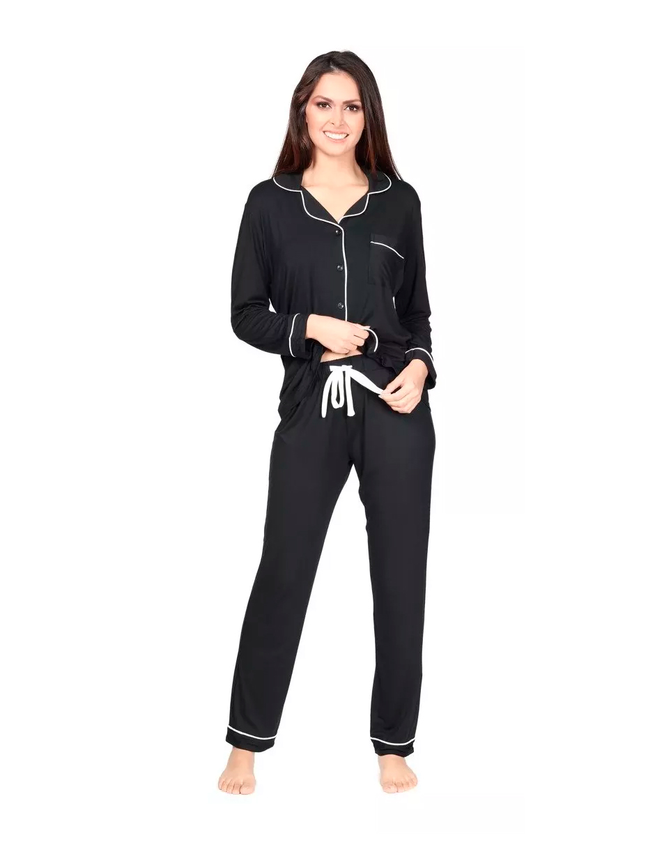 Foto 4 | Conjunto de Pijama Whispers Negro para Mujer