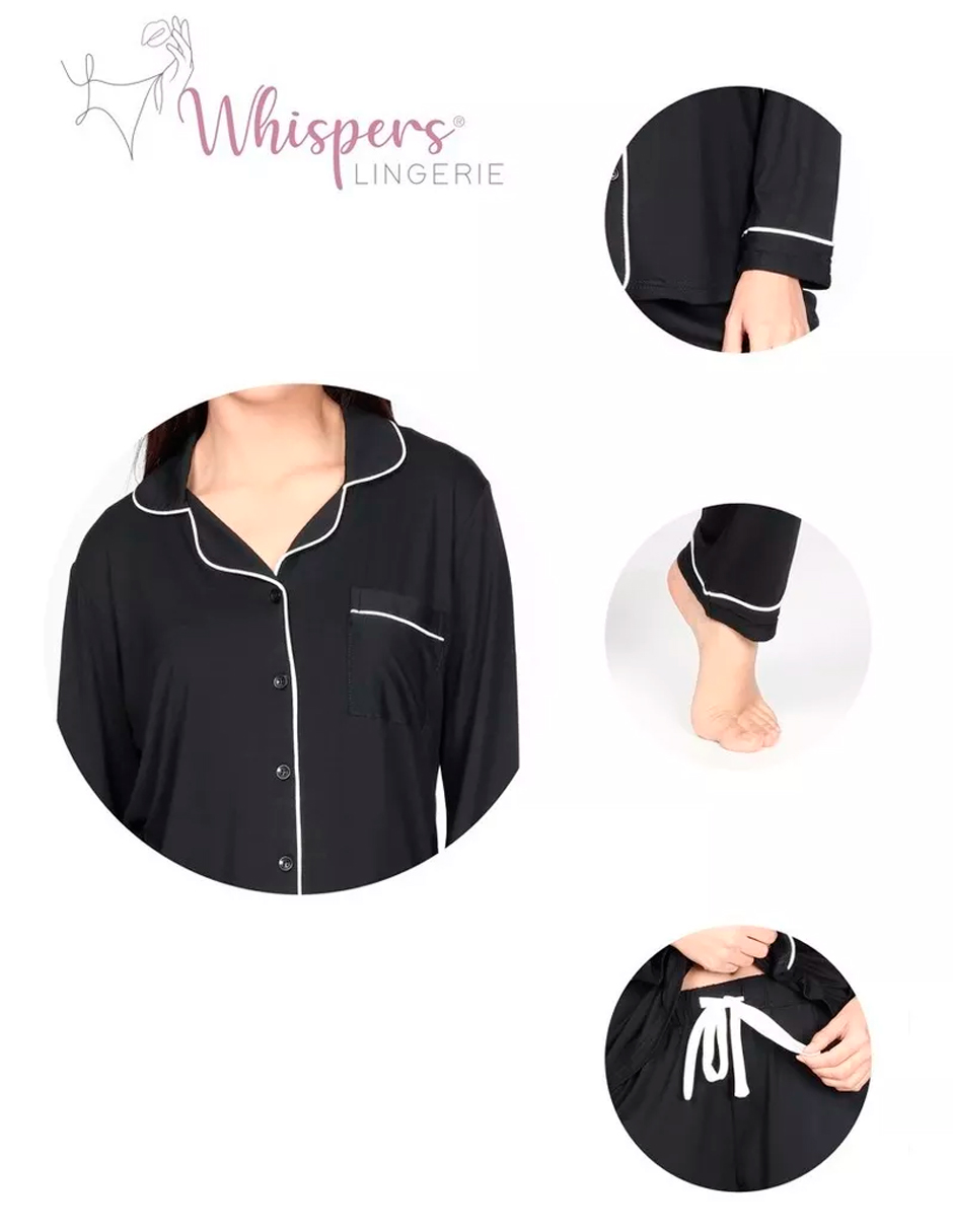 Foto 7 pulgar | Conjunto de Pijama Whispers Negro para Mujer