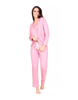 Foto 4 | Pijama Pantalón y Blusa Manga Larga con Botones Rosa