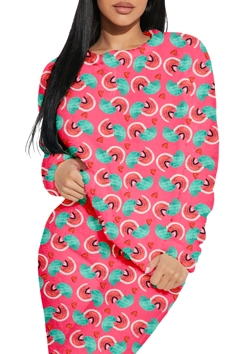 Foto 3 pulgar | Pijama Para Mujer Shendy Vendy Conjunto 2 Piezas Elegante Invierno Afelpado Rosa Arcoiris Grande