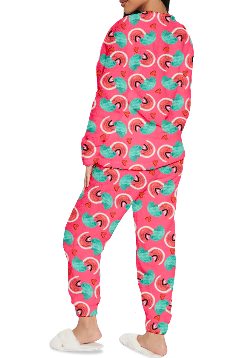 Foto 4 pulgar | Pijama Para Mujer Shendy Vendy Conjunto 2 Piezas Elegante Invierno Afelpado Rosa Arcoiris Grande
