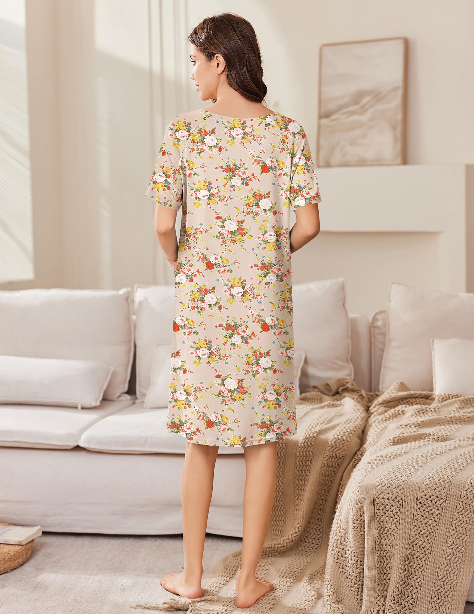 Foto 6 pulgar | Albornoz Ekouaer Para Mujer, Pantalones Cortos Con Cremallera, Ligeros, Talla S-3xl, Estampado Floral - Venta Intern