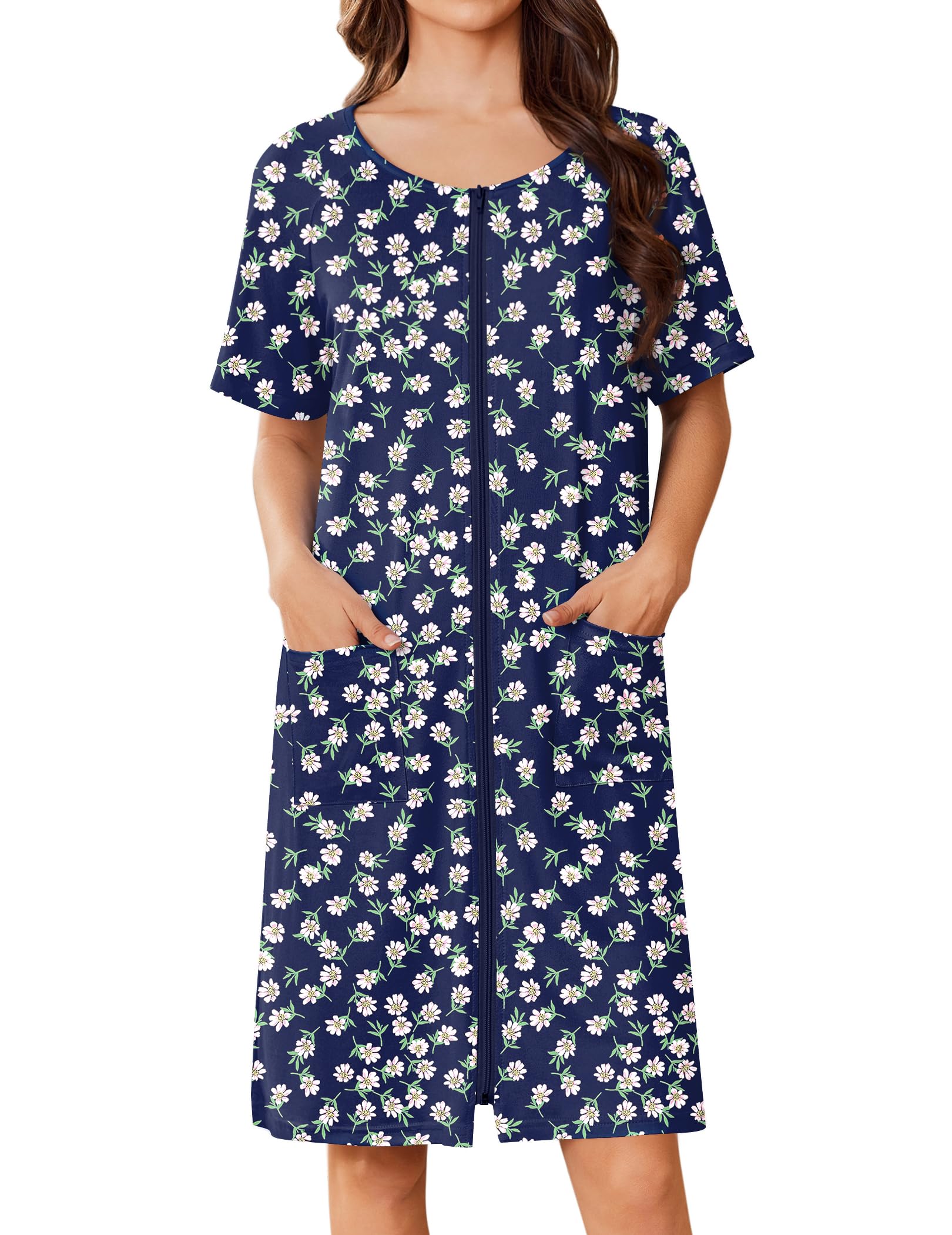 Foto 2 pulgar | Albornoz Ekouaer Para Mujer, Pantalones Cortos Con Cremallera, Ligeros, Talla S-3xl, Estampado Floral - Venta Intern