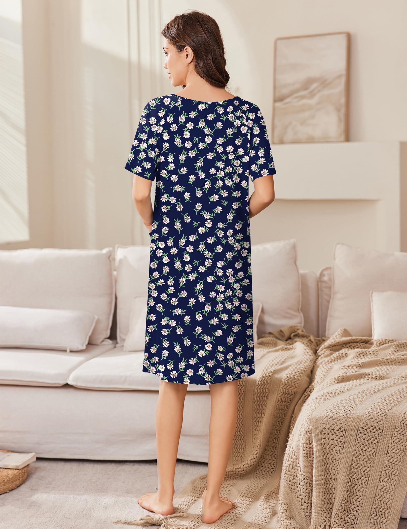 Foto 6 pulgar | Albornoz Ekouaer Para Mujer, Pantalones Cortos Con Cremallera, Ligeros, Talla S-3xl, Estampado Floral - Venta Intern